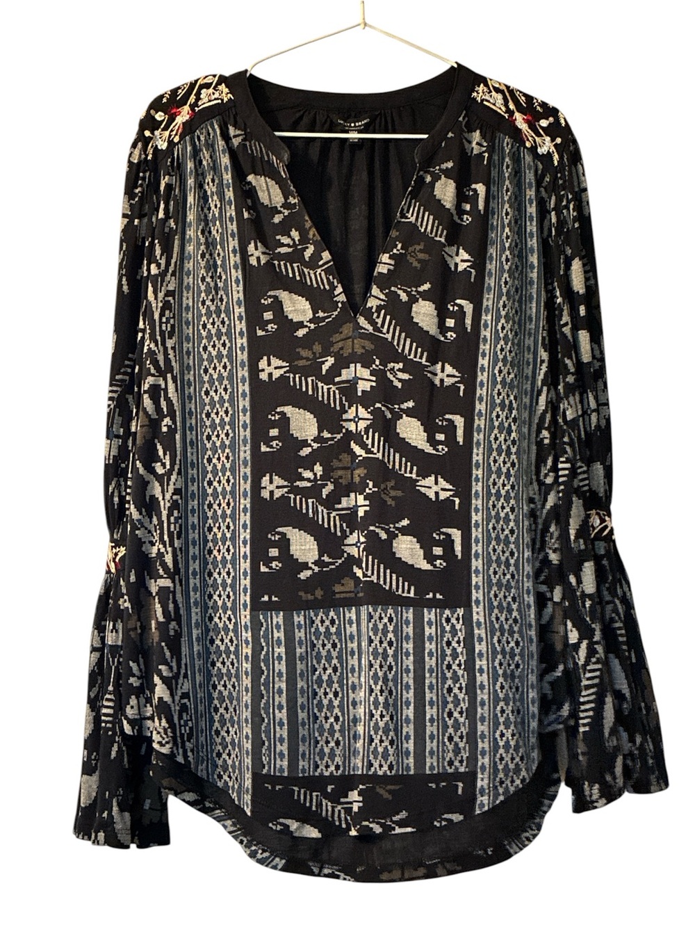 Lucky brand V-Neck Long Sleeve Blouse - Black